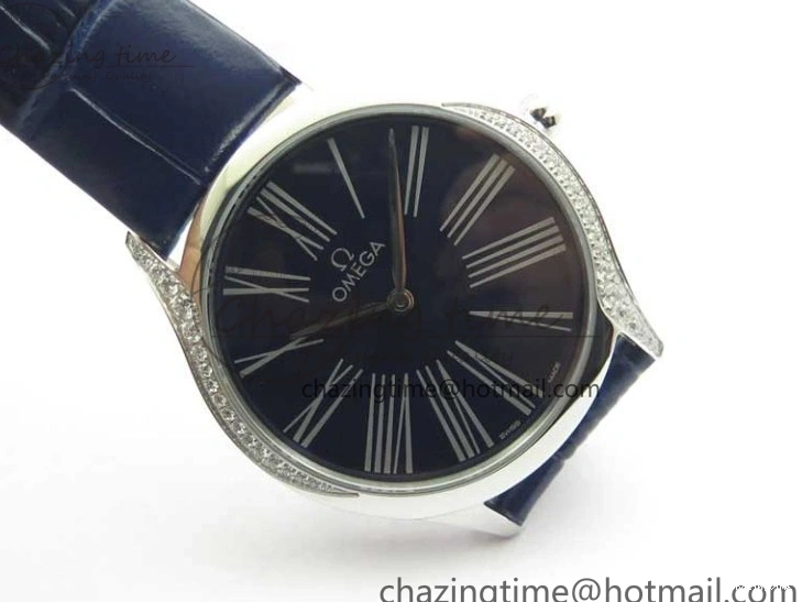 0412 Ladies’ De Ville Trésor Diamond Blue Dial Blue Fabric Watch OXF 1:1 Best Edition Swiss Quartz Upgraded 7892